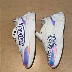 Von Dutch White Sneakers with Colorful Accents VON DUTCH SHOES/SNEAKERS♡ Complete your y2k outfit... | Depop main image 4